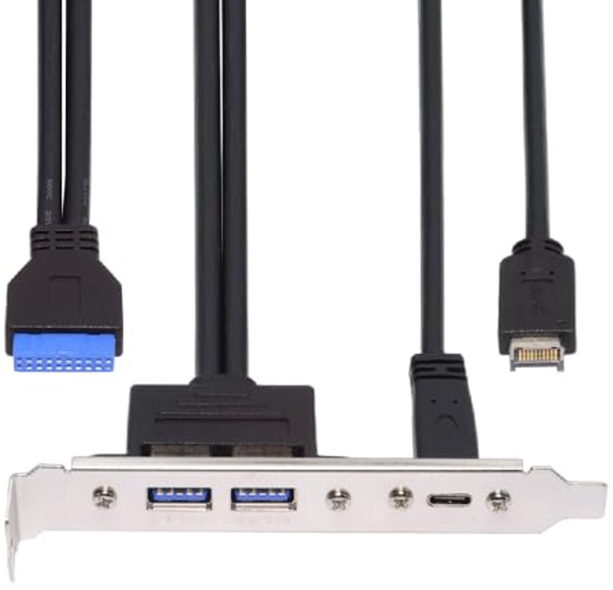 USB 3.0 Moederbord Kabel - 19/20-Pins Naar USB-C & Type-A - 50cm