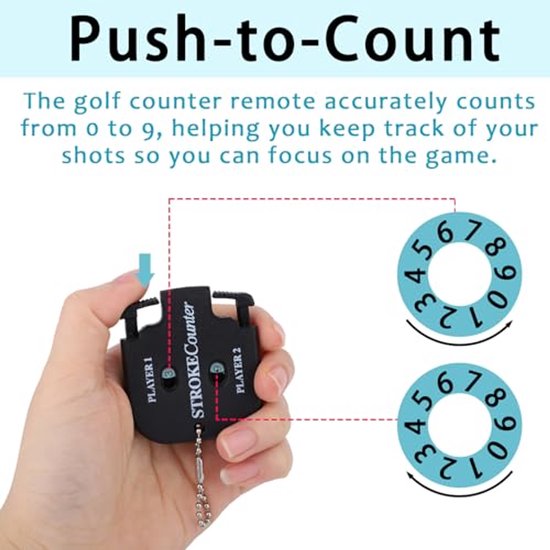 Golf Slagentellers - Draagbare Scoreteller met Lanyard - 5,6x4,9x0,9 cm van GOLF — afbeelding 4