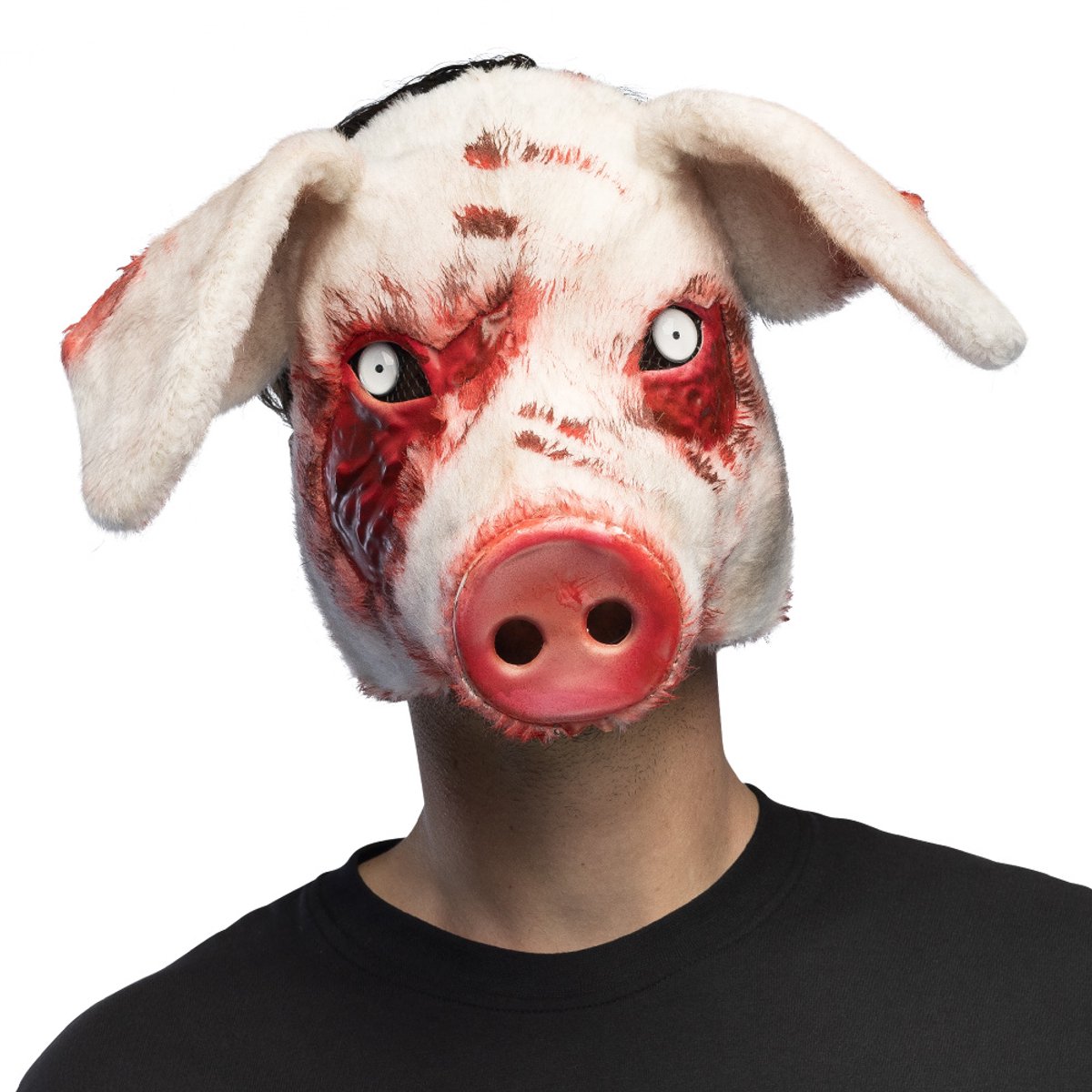 Boland - Pluchen masker Bloederig varken Roze - Volwassenen - Varken - Monster - Zombie - Cosplay - Verkleedaccessoire