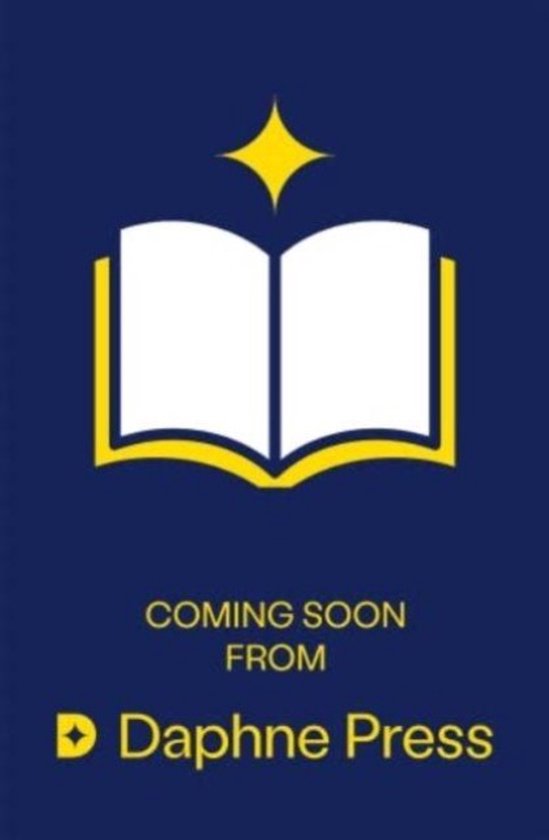 Coming Soon From Daphne Press, een open boek met een gele rand.