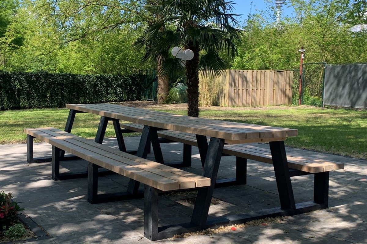Rockwood® Picknicktafel Larix - Zwaar Kunststof - Sand Beige 3.60m Naturel