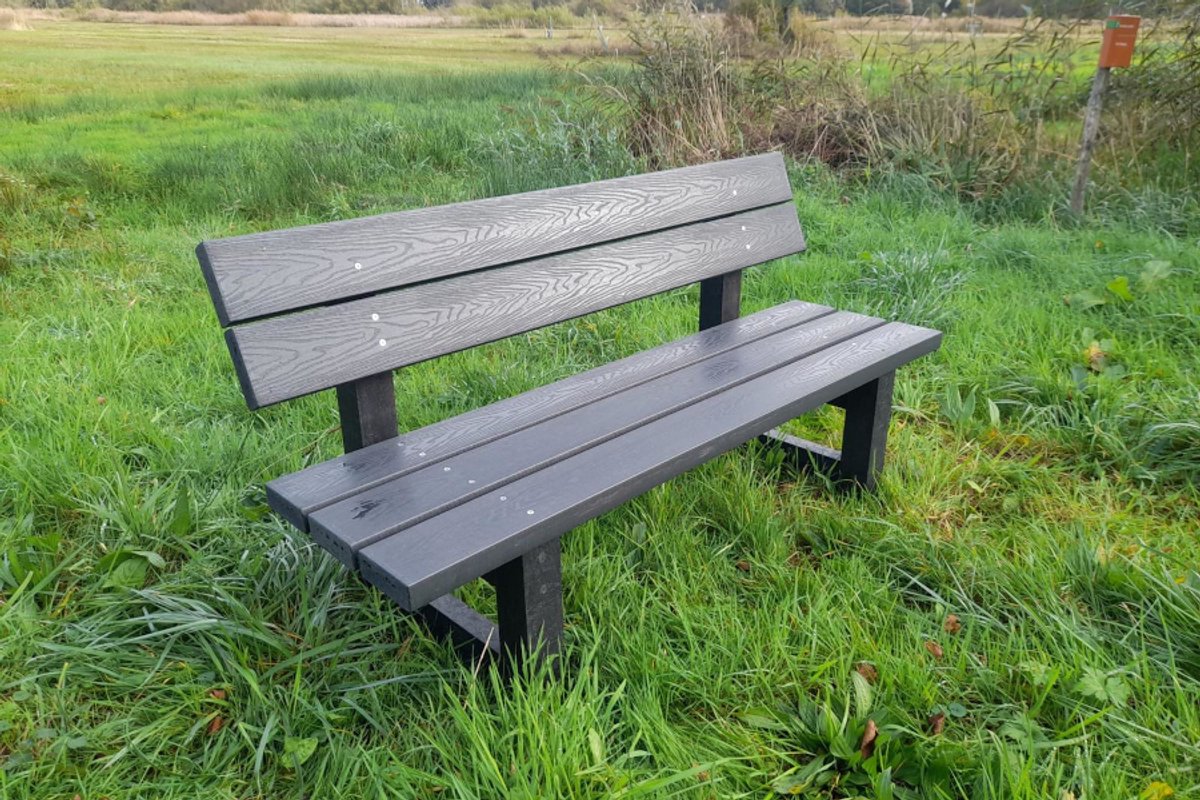 Rockwood® Parkbank Woodblend Zwaar Kunststof - Antraciet (75kg) 5cm dik 1.60m Naturel