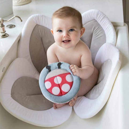 Zacht en comfortabel babybadkussen, vrolijke en ontspannen stof, badbloem badzitje mesh, 80 cm,grijs — afbeelding 2