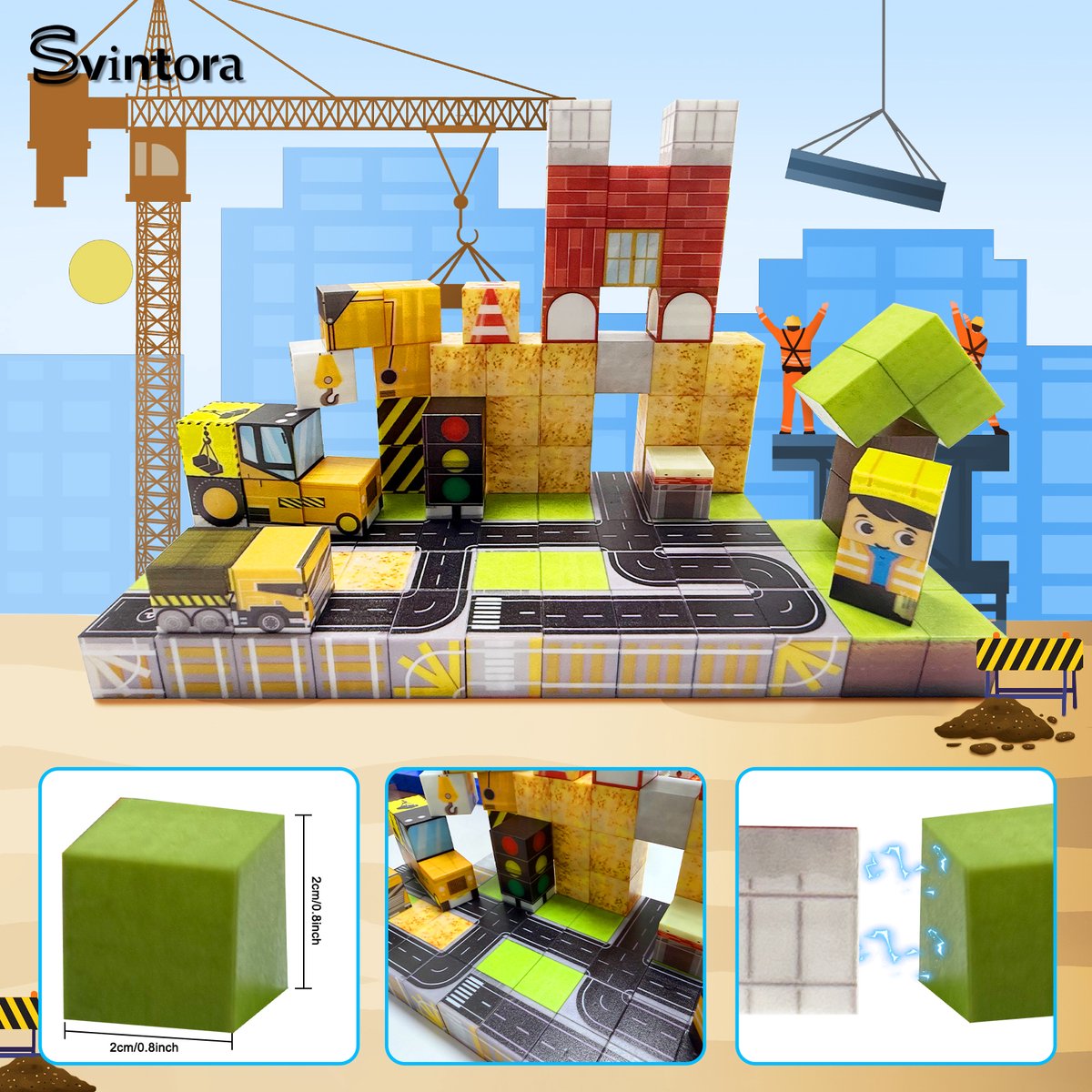 kinderspeelgoed-Magnetische Blokken Speelgoed-Svintora® 100 stuks Magnetic Tiles-Montessori Speelgoed- Voor 3+ jaar-Speelgoed Travel Set