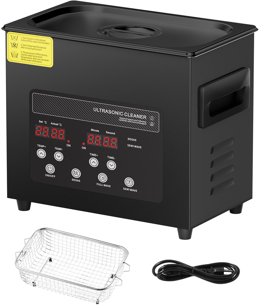 Ultrasone Reiniger 10L - Ultrasoon Reinigingsapparaat - Digitale Reinigingsmachine - 40kHz Diepte Reiniging - Met Verwarming Tot 80°C - RVS 304 Tank - Timerfunctie - Ontgassingsmodus - Professioneel en Huishoudelijk Gebruik - Met Mand en Afvoer