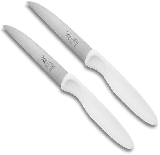 Robert Herder Klassiker 1972 Aardappelmes 8,5 cm Roestvrijstaal met Wit Kunststof Anti–Slip 2 Stuks