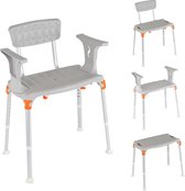 Luxe 4-in-1 Lichtgewicht Douchestoel met afneembare armleuning & rugleuning - Verstelbare hoogte - tot 136 kg - Grijs