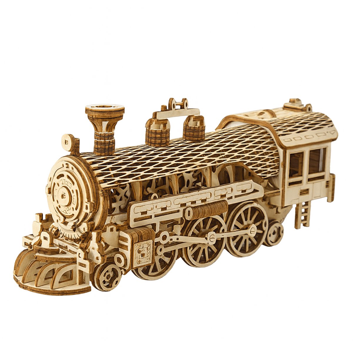 Stoomtrein groot - 3D Puzzel met Handleiding - DIY - Miniatuur Modelbouw Hout Kinderen en Volwassenen - Houten bouwpakket - Assemblr