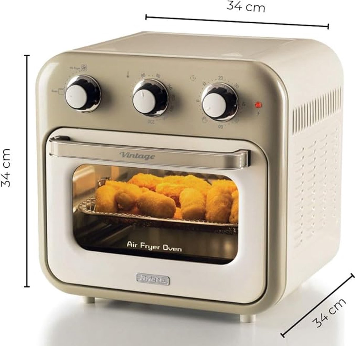 Ariete 4632/03 Vintage Airfryer & Oven - 16 liter - 1400 Watt - timer - draaispit - roterende mand - beige — afbeelding 6