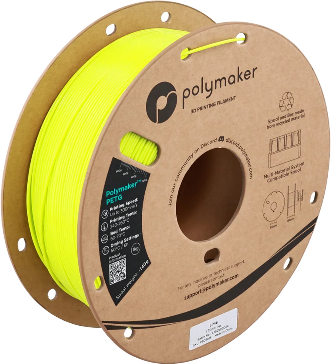 Image of Polymaker PB01010 PolyLite Filament PETG, Hoge treksterkte 1.75 mm 1000 g Lime Green 1 rol
