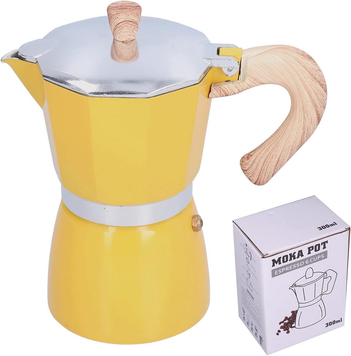 300ml Perculator Koffiezetapparaat voor Gasfornuis en Elektrische Oven - Geel