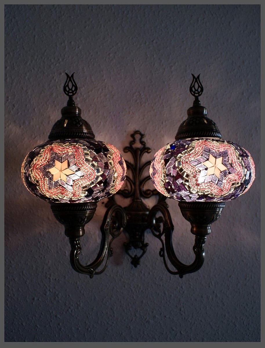 Handgemaakte Dubbele Wandlamp Mozaïek Oosters Sfeerlicht