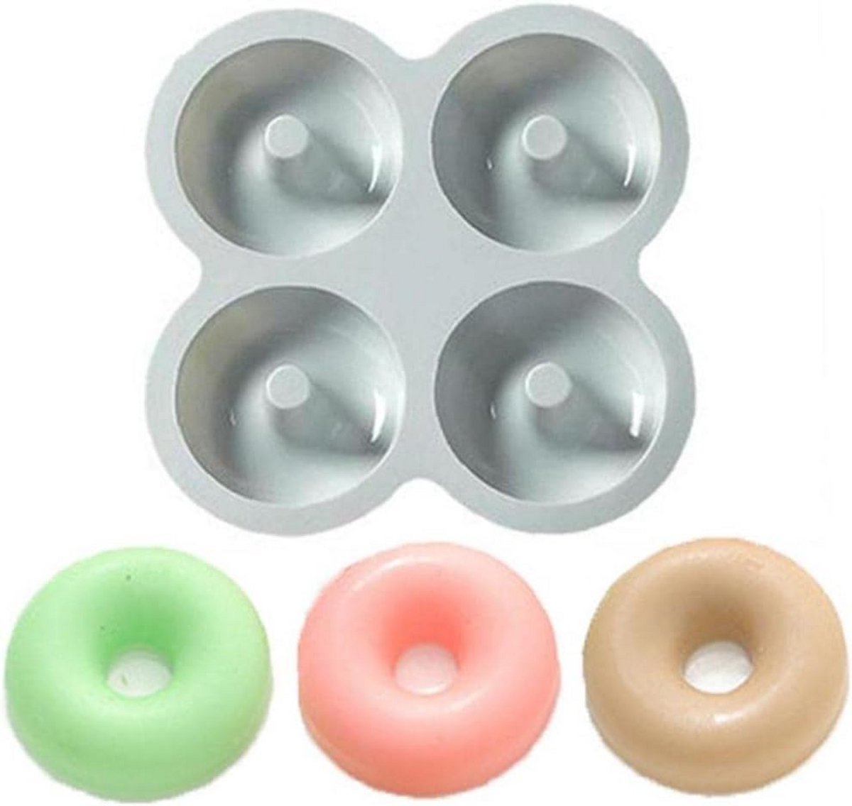 Flexibele 4-Vaks Siliconen Donut Bakvorm voor Oven en Magnetron