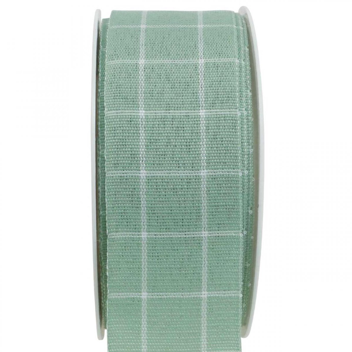 Groen pastel geblokt cadeaulint, decoratief lint, 35 mm breed, 20 m la