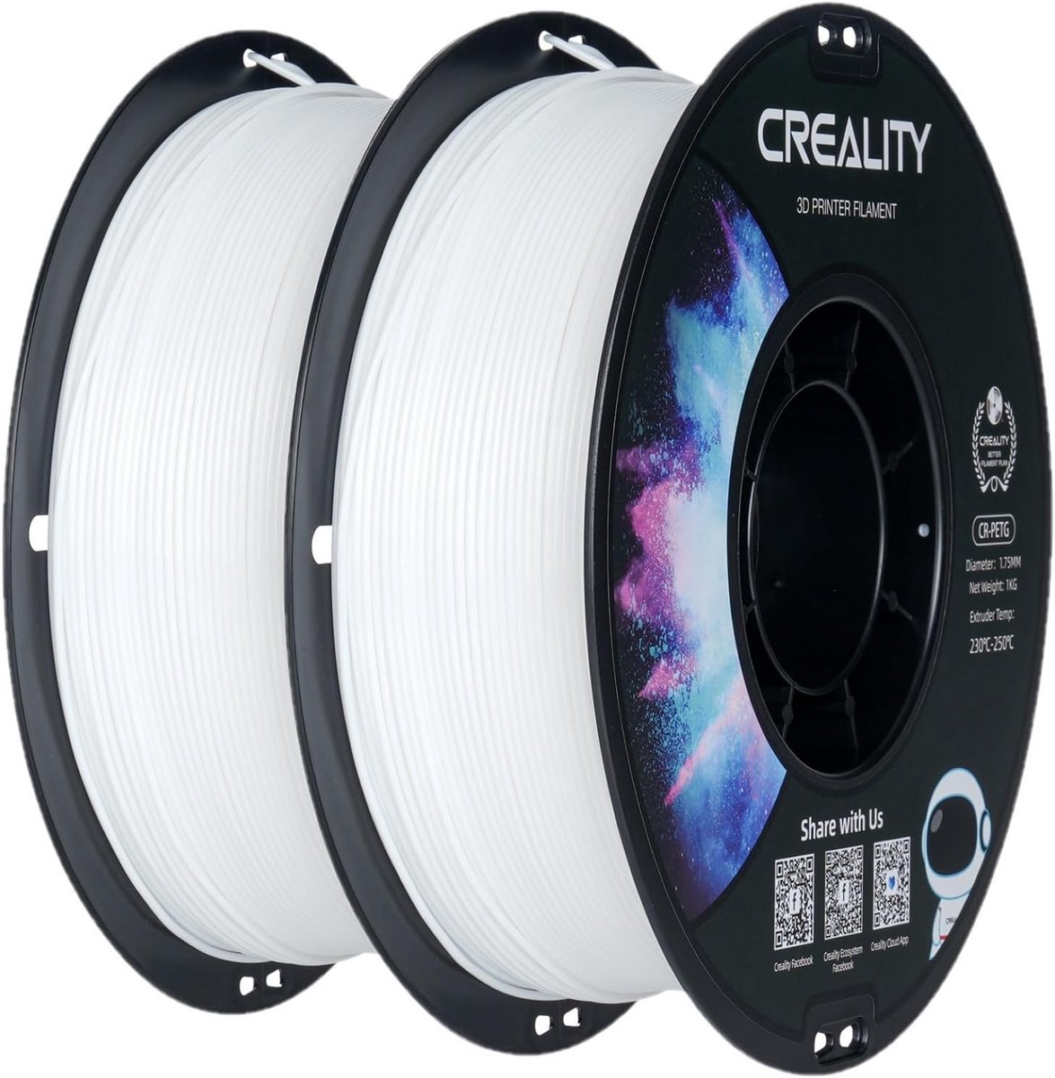2kg Wit PLA Filament 1.75mm voor 3D Printers - Hoge Precisie en Duurzaamheid