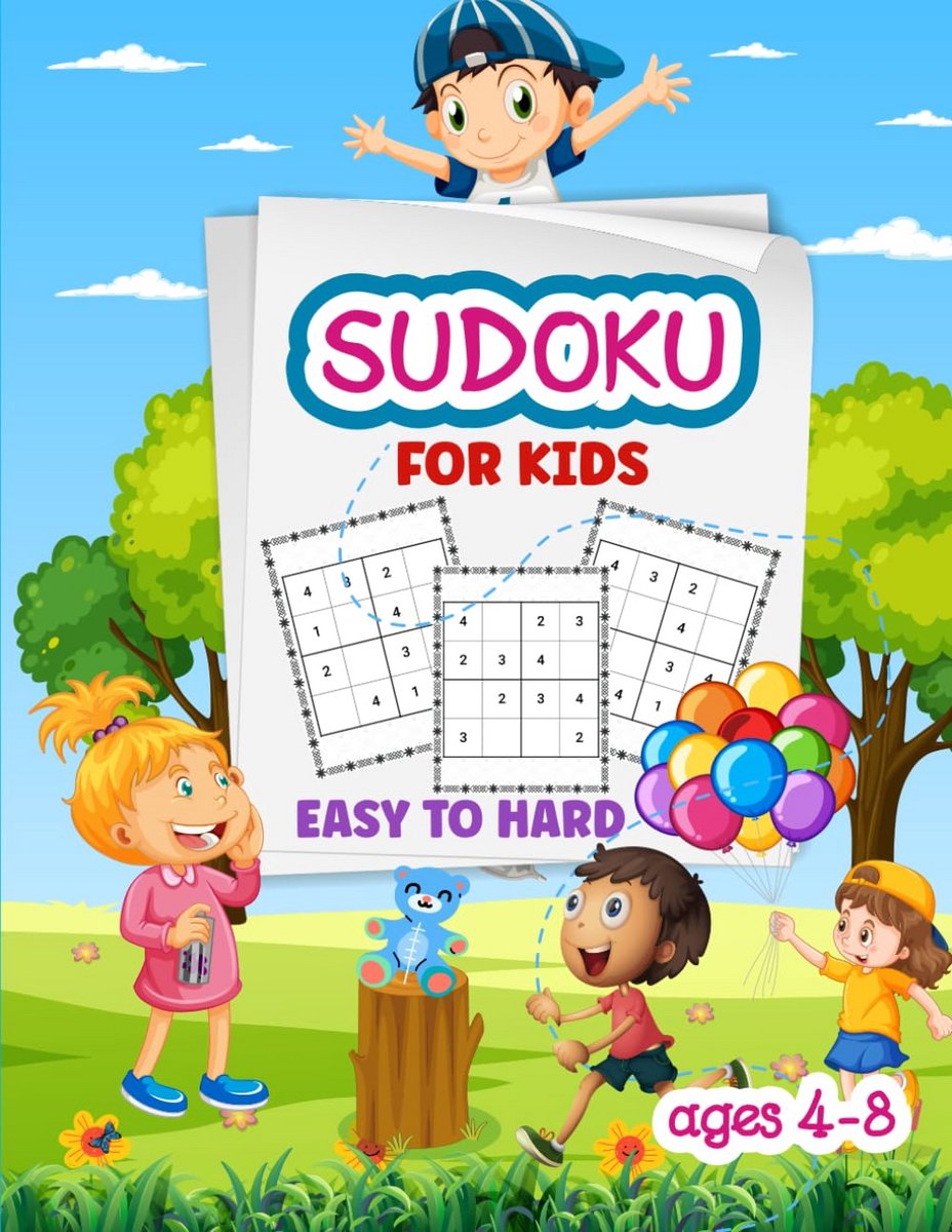 180 Sudoku Puzzels voor Kinderen 4-8 Jaar: Van Makkelijk tot Moeilijk in 4x4 Blokken