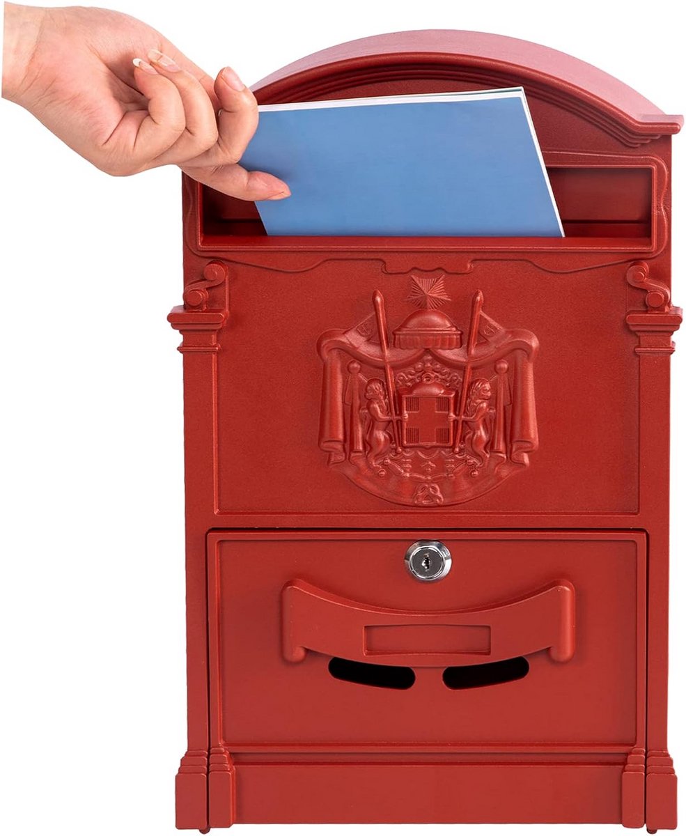 Wandmontage brievenbus met sleutelslot voor buiten, roestbestendig