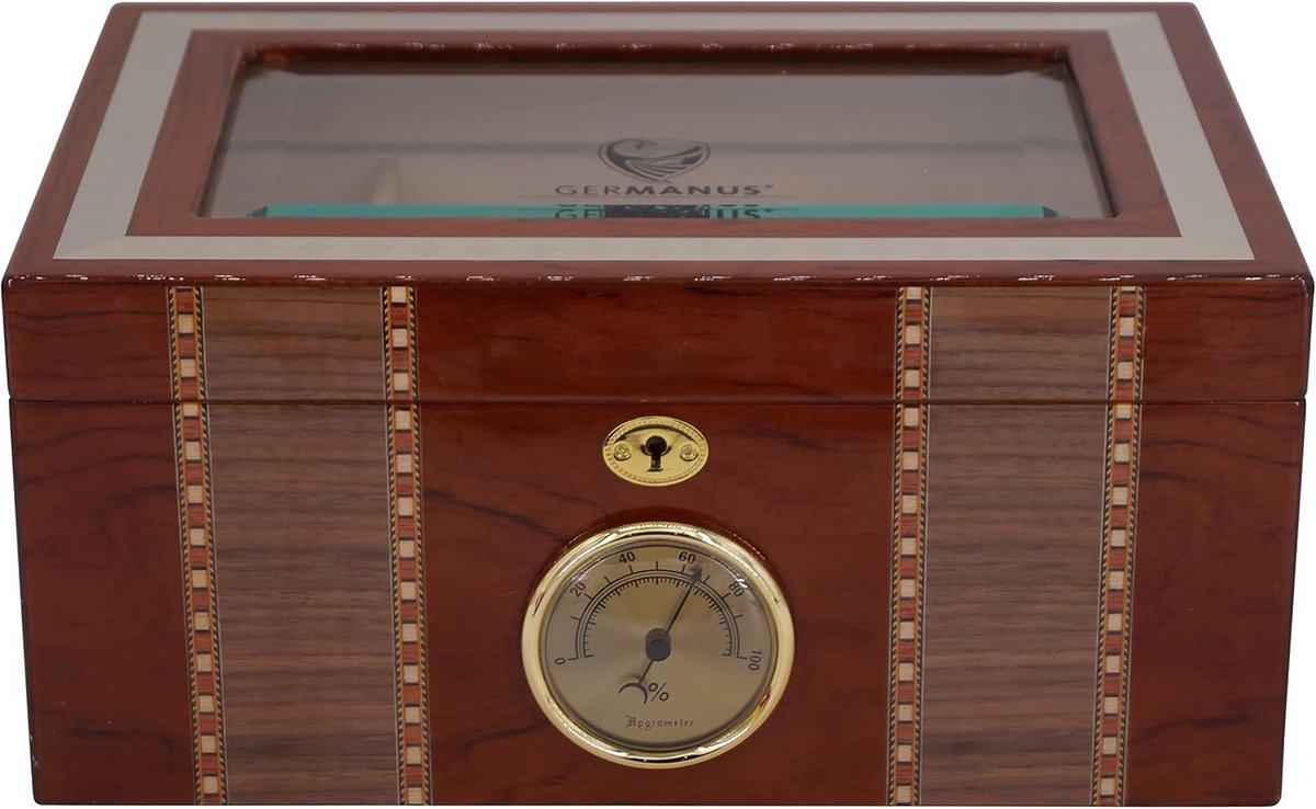 Luxe Houten Humidor Kist met Kijkvenster en Hygrometer