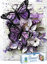 Huntex Peinture de diamants Adultes – Peinture de diamants Enfants – Kit complet de Peinture de diamants – Papillons violets – 30 x 40 cm
