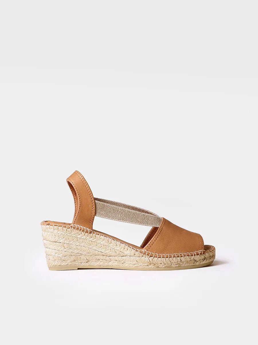 Leren espadrille met middelhoge sleehak en open achterkant | TEIDE-P