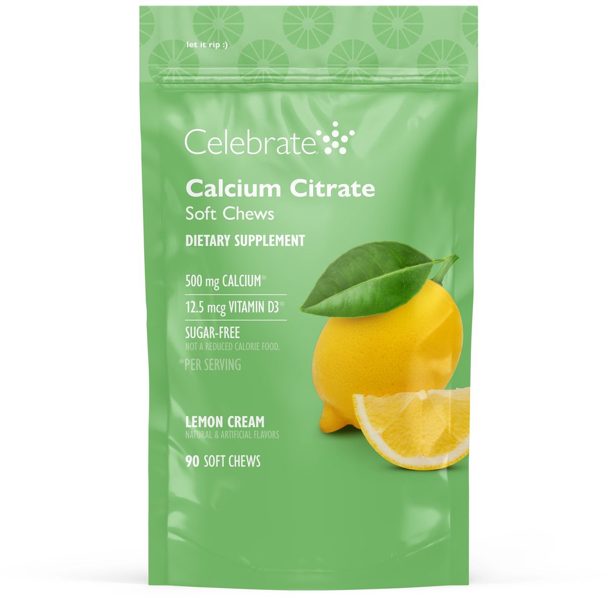 Celebrate Vitamins calcium citraat 500 mg – met vitamine D3 – 90 zachte kauwtabletten - Lemon Cream