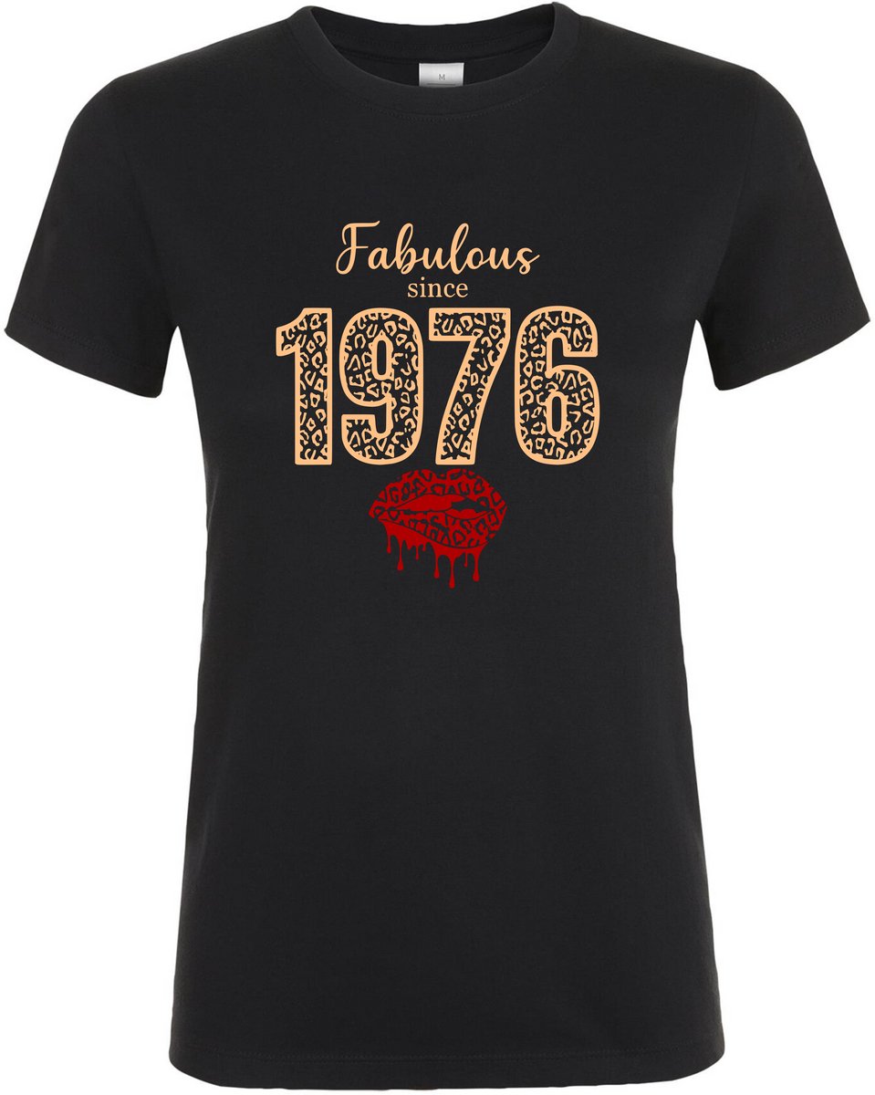Fabulous Since 1976 T-shirt - Dames T-shirt - Panter Print - Verjaardag en feest cadeau - Cadeau tip - 50 jaar cadeau - 50 jaar Sarah - 50 jaar - T-shirt - 1976 - Sarah Cadeau - Maat XL