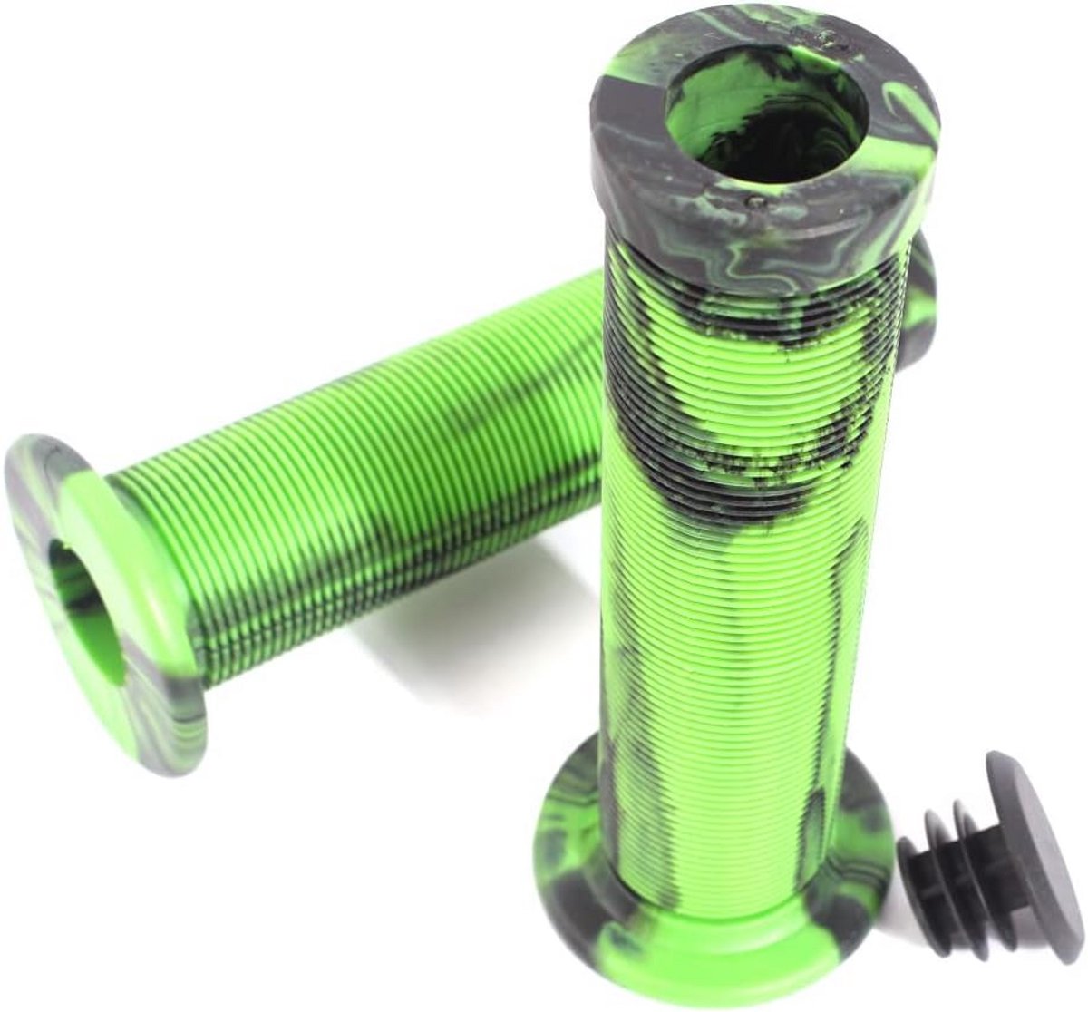BMX Stuurhandvatten 130mm met Flens - Zwart/Neon Groen - Goede Grip voor MTB en Scooter