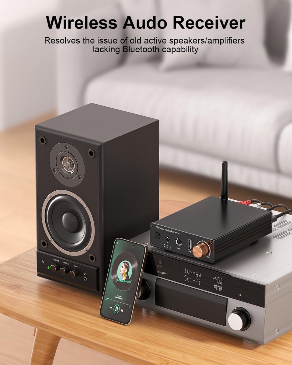 Draadloze Bluetooth Audio-ontvanger met Lage Latency voor Stereo en Speakers
