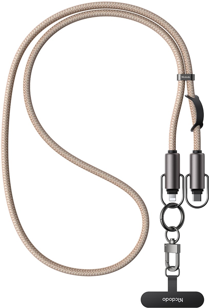 Luxe Telefoonkoord met USB-C naar Lightning Oplaadkabel - 36W Snellader - Crossbody & Verstelbaar - Nylon - Geschikt voor iPhone 11 t/m 14, iPad & AirPods