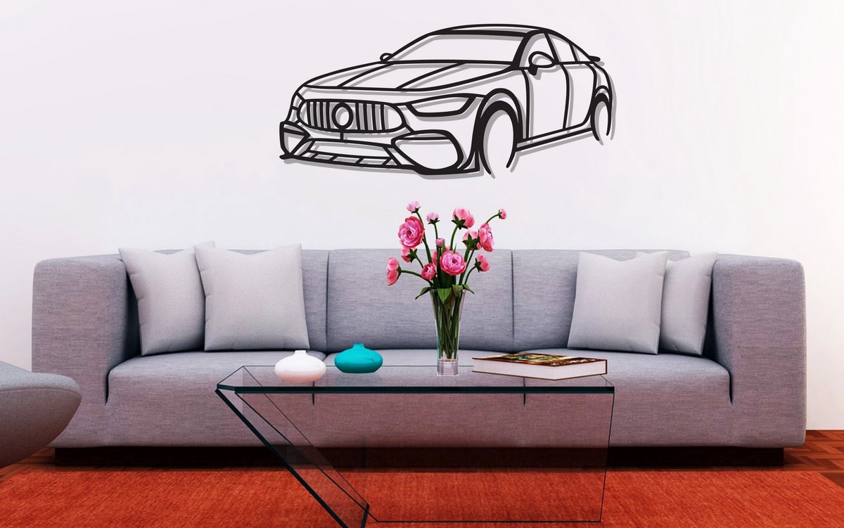 Mercedes AMG Silhouette – Metaal Kunst - Wanddecoratie - Man Cave - Auto Decoratie - 60cm X 25cm - Muurdecoratie - Cadeau voor man