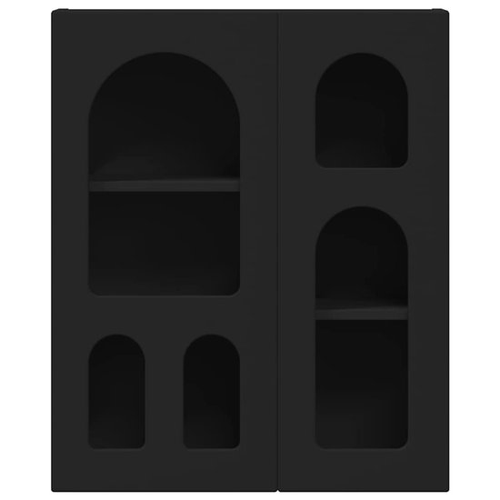 vidaXL - Hangkast - met - plank - ELST - Zwart - 59 - x - 20 - x - 71,5 - cm - Bewerkt - hout