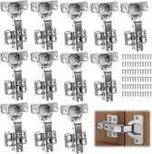 Soft-Close Kastscharnieren - Set van 10 - Full Overlay - 110 Graden - RVS Zilver - Keukenkast Scharnieren - Inclusief Schroeven - Hydraulische Demper - Meubelscharnie