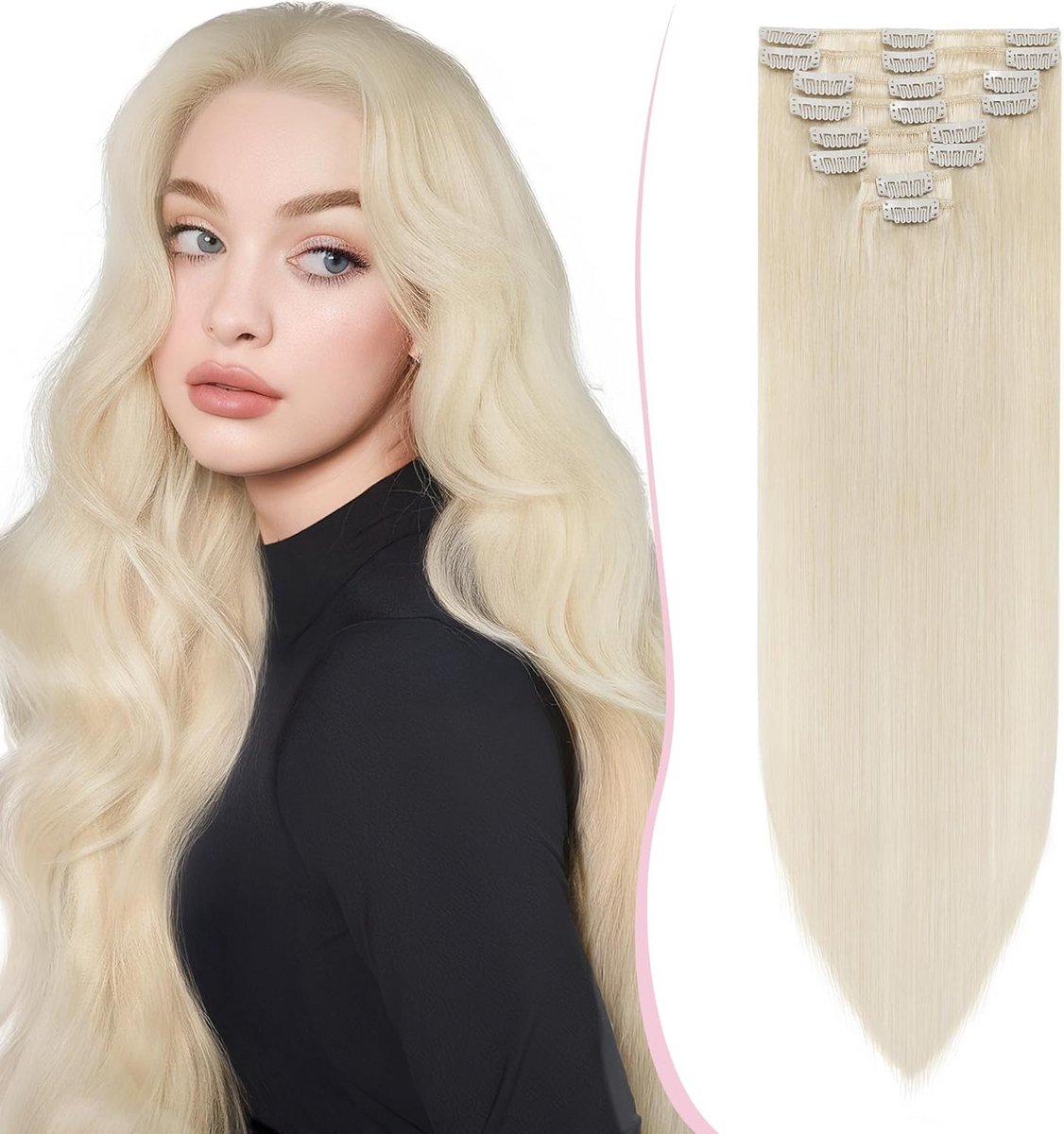 Clip-in haarverlenging set stijl haar 8 stuks direct volume