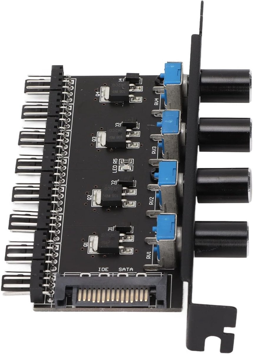 8-Kanaals PC Ventilator Hub met 4-Knops Snelheidsregeling voor PWM Fans