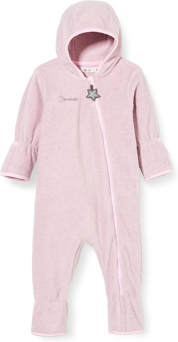 Unisex Baby Overall Fleece Warm Roze Maat 74 met Kap en Omslag