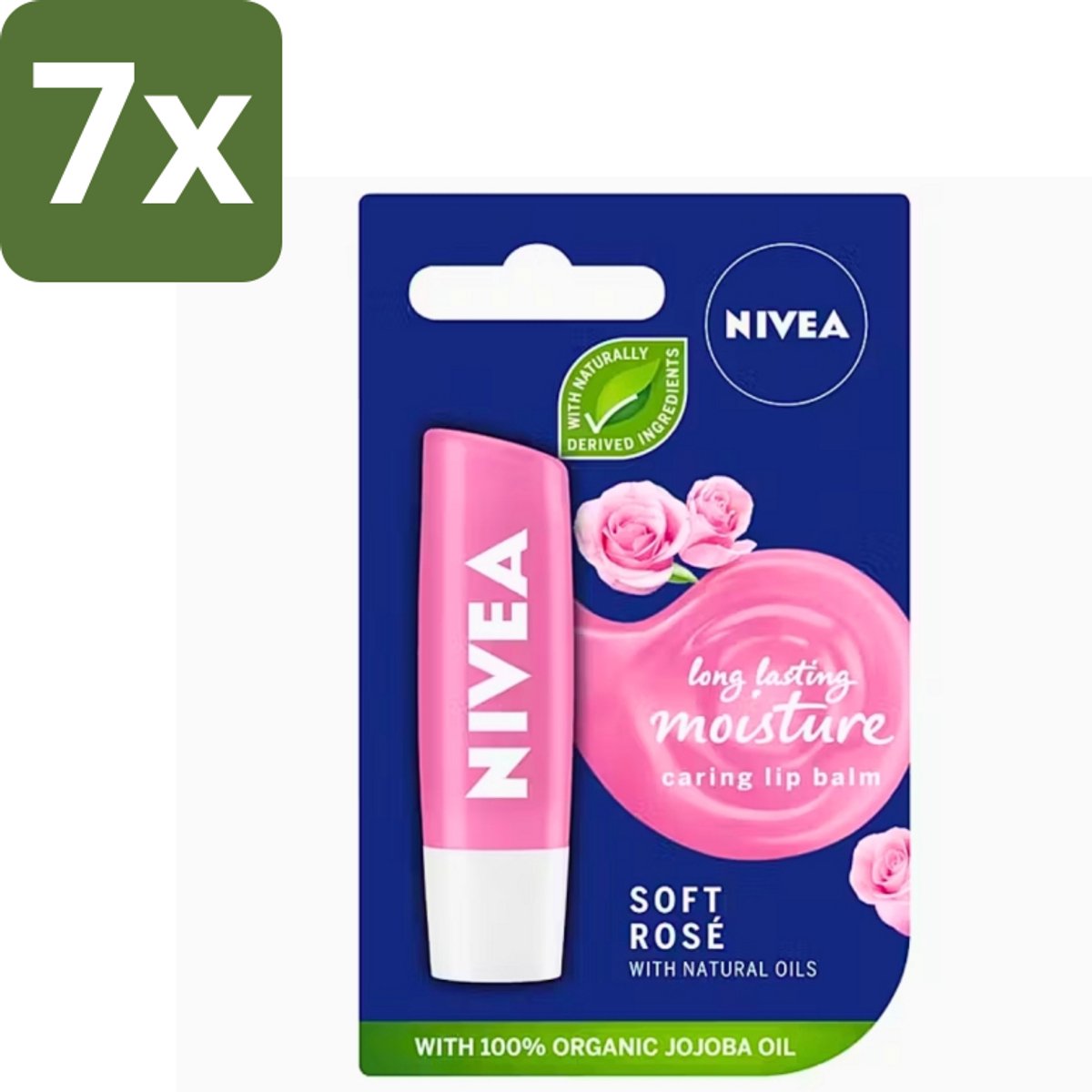Nivea - Lippenbalsem - Soft Rose - Natuurlijke Olie - 5,5 g - Bulkverpakking - 7 stuks
