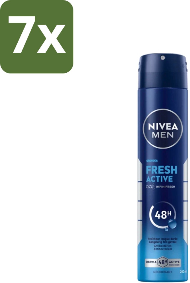 Nivea - Deo Spray XL - Fresh Active - 48 Uur Lang Werkend - 200 ml - Bulkverpakking - 7 stuks