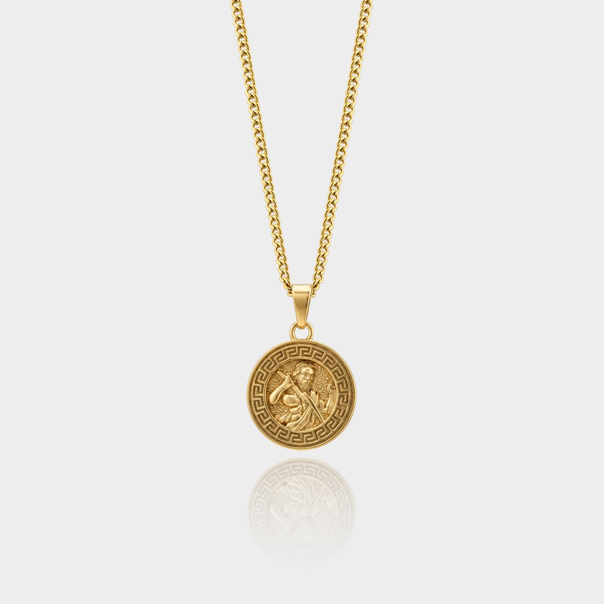 Zeus Hanger Ketting - Gouden Ketting - 50 cm lang - Ketting Heren met Hanger - Griekse Mythen - Olympus Jewelry