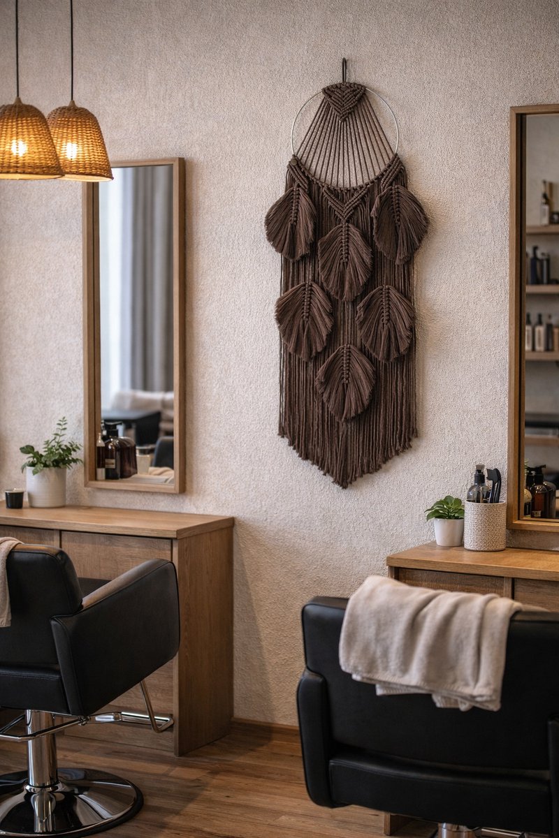 Macramé dromenvanger Hazan, Macrame muur opknoping , Bukuri home decor , muur decor 002 bruin taupe