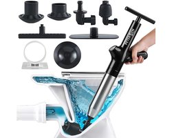 Professionele WC Ontstopper Hand Pomp - Vele accessoires - Luxe RVS - Luchtdruk meter - Met Hoge druk - Gootsteen pomp - Riool ontstopper - Toilet - Afvoer - Douche - Handpomp - Plopper - WC ontstopper pomp
