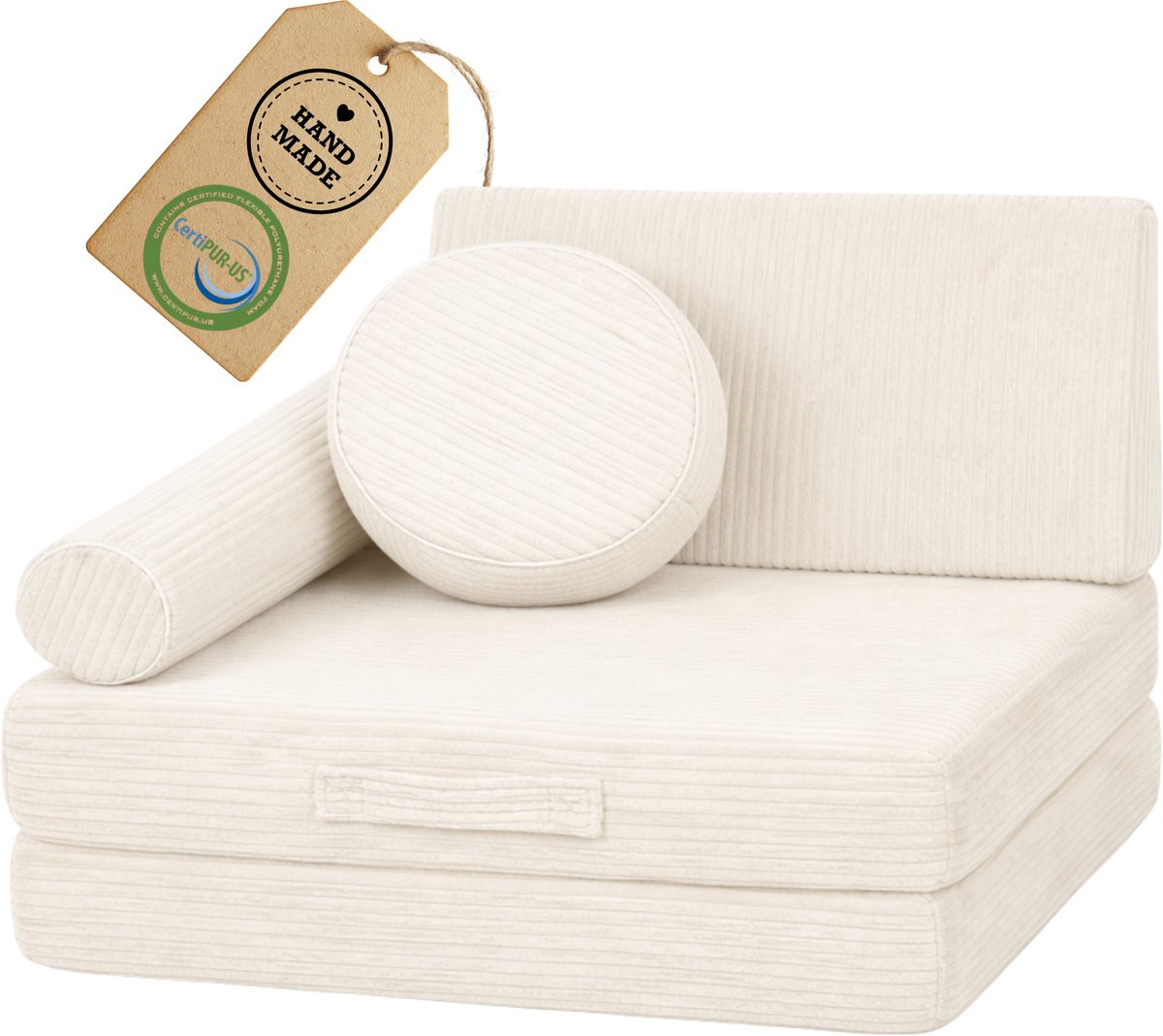 Flumi Kinderfauteuil - Modulaire Speelfauteuil - Montessori Schuim - Multifunctioneel - Corduroy Crème