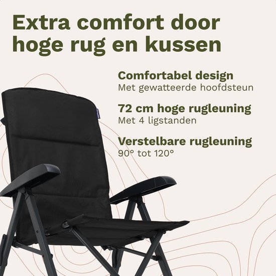TRVLMORE Campingstoel Luxe - Opvouwbaar - 150KG Draagvermogen - Incl. Draagtas - Klapstoel - Kampeerstoel - Vouwstoel - Zwart van Merkloos — afbeelding 3
