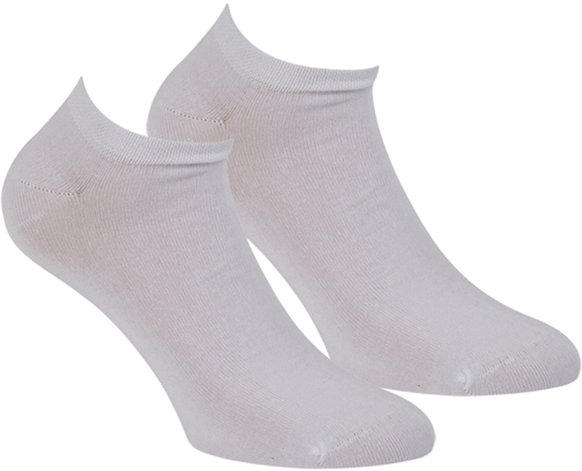 Boru Bamboo - Sneaker Sokken - Wit - 36-40 - Bamboe Sokken - 2-Pack -Naadloos - Hypoallergeen - Anti-Bacterieel - Unisex - 2303