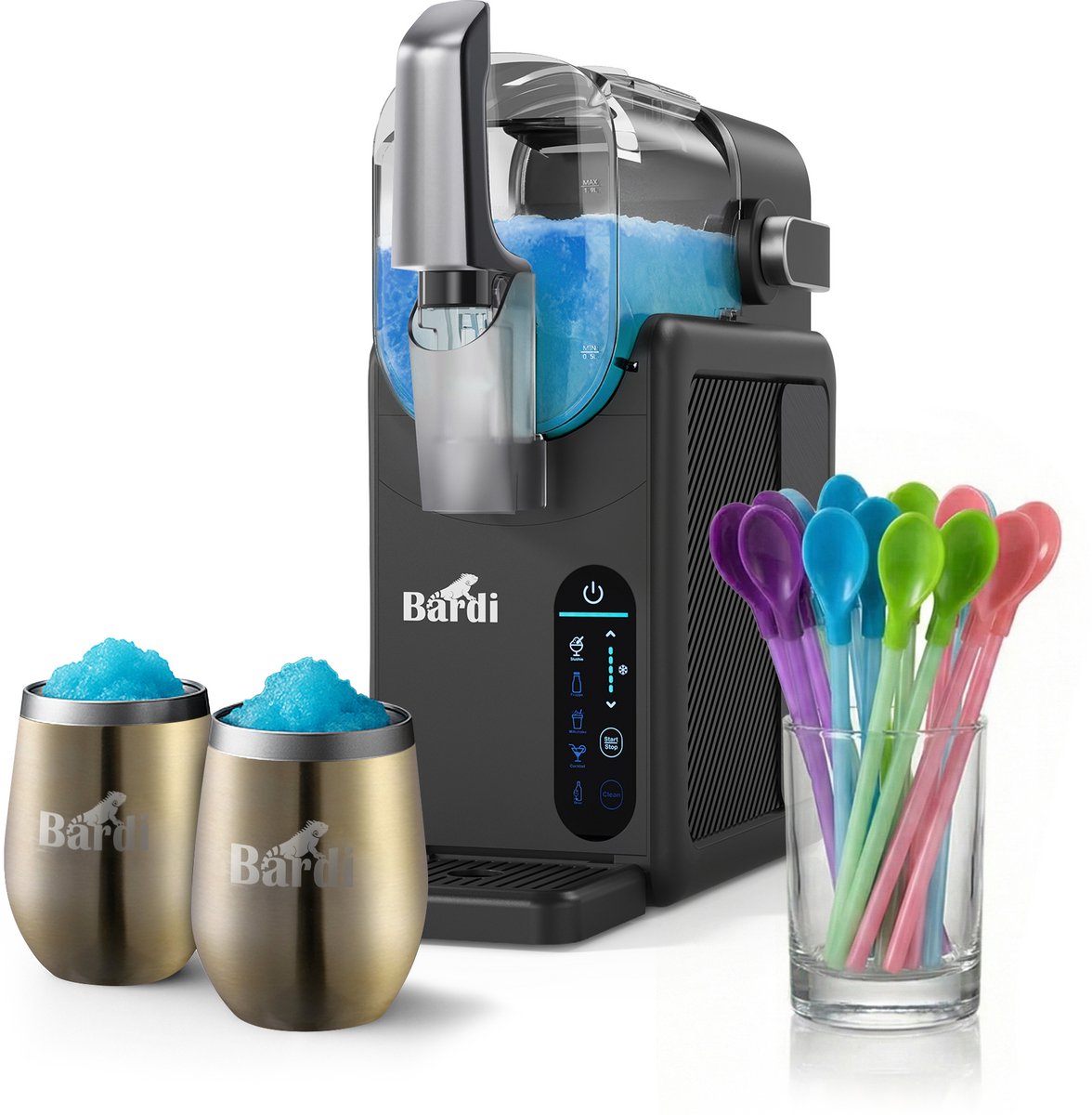 Bardi Slush Hero slushmachine – Grijs – met set cups Goud