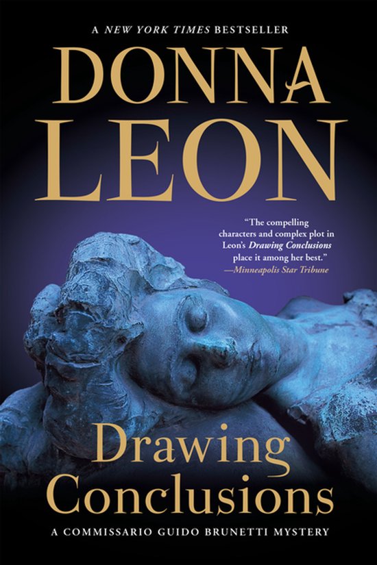 Livre "Drawing Conclusions" de Donna Leon, un mystère du Commissario Guido Brunetti. La couverture montre une statue.