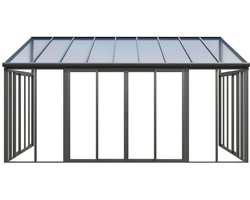 Vente-unique Véranda en aluminium et polycarbonate avec protection UV - 20,9 m² - anthracite - MATHILDA