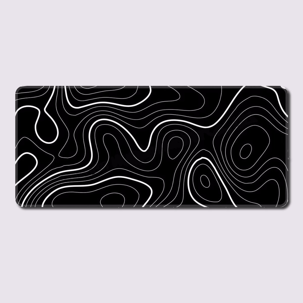 Topografisch XXL Muismat - Zwart - Antislip & Waterdicht - 700 x 300 mm