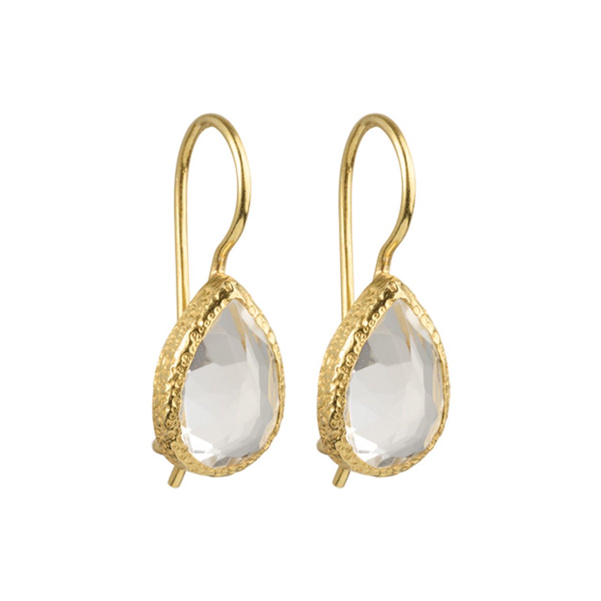 I'M ME JEWELLERY - druppel oorbellen - heldere kwarts - 24 karaats vermeil goud