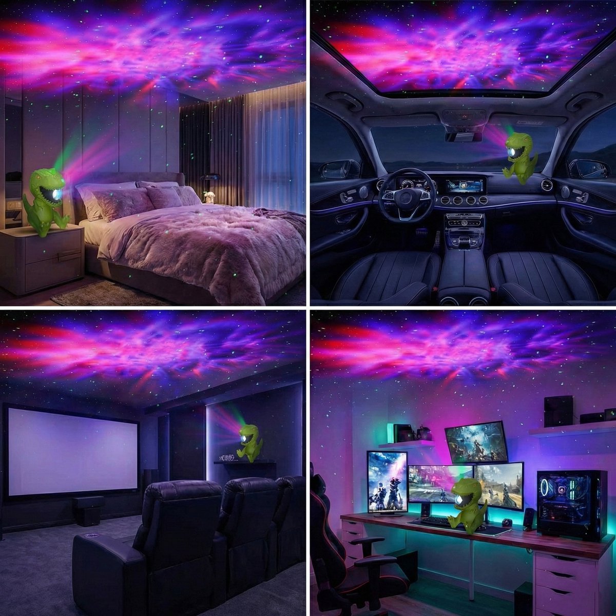MUPOO Dinosaurus Galaxy Projector Dimbaar & Nevel Apart Instelbaar - T-Rex sterrenhemel projector - 360° Draaibaar & Magnetisch - Met Afstandsbediening & Timer - Stoer Dino Speelgoed & Cadeau voor Jongens - Green – foto 7