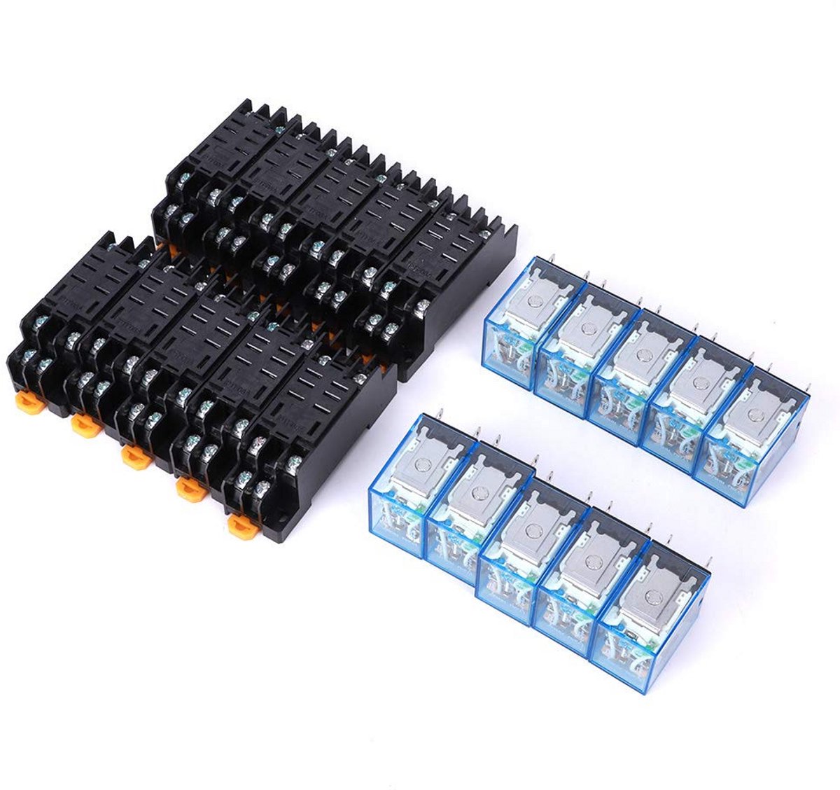 Set van 10 Universele Elektromagnetische Relais met Basis, 8-pins 24V DC